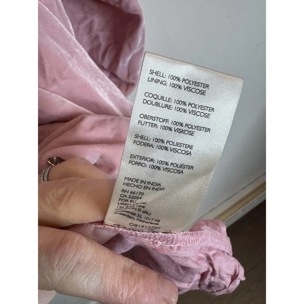 Free People Tunic Shirt Womens XS‎ Pink Velvet Collared Long Sleeve Pockets Boho